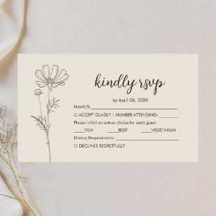 Minimalist Beige Wedding RSVP Enclosure Card