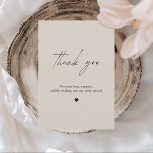 Minimalist Beige Wedding Thank You Card 