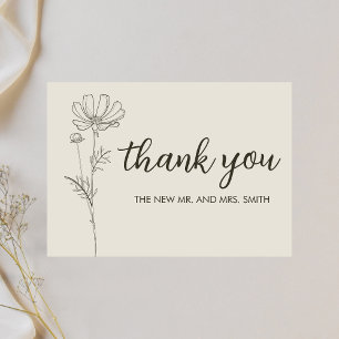 Minimalist Beige Wedding Thank You Card