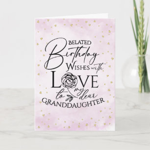 Minimalist Belated Birthday Card For Granddaughter