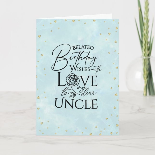 Minimalist Belated Birthday Uncle Card (Front)