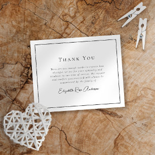 Minimalist Bereavement Funeral Thank You Card