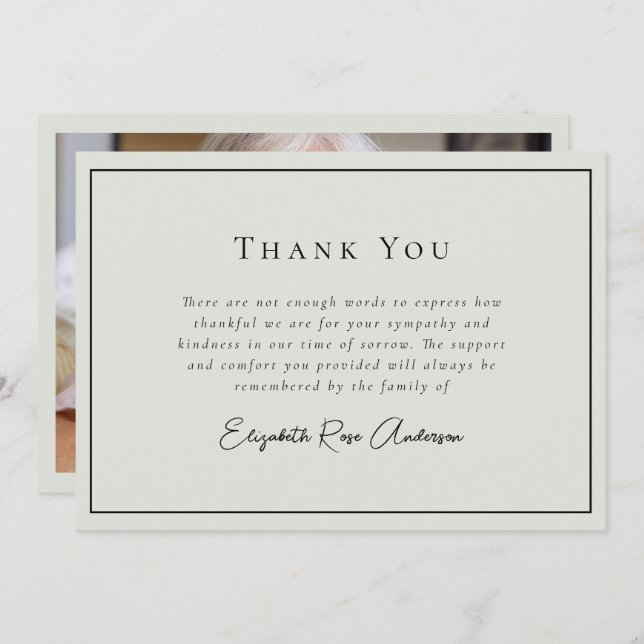 Minimalist Bereavement Funeral Thank You Card (Front/Back)