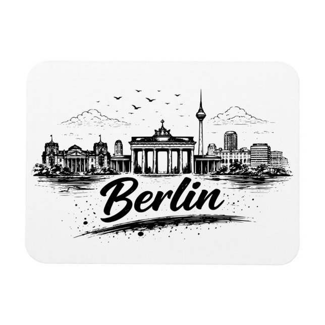 Minimalist Berlin Germany Cityscape Art Magnet (Horizontal)
