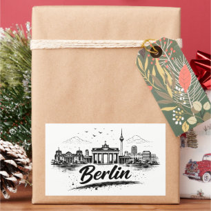 Minimalist Berlin Germany Cityscape Art Rectangular Sticker