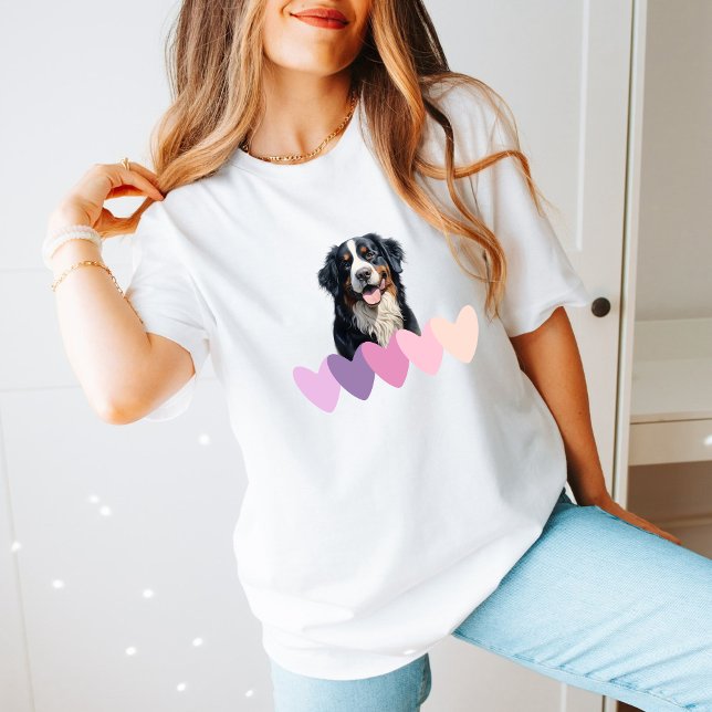 Minimalist Bernese Mountain Dog Gift with heart T-Shirt (Creator Uploaded)