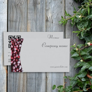 Minimalist berry photo QR grey Business Card