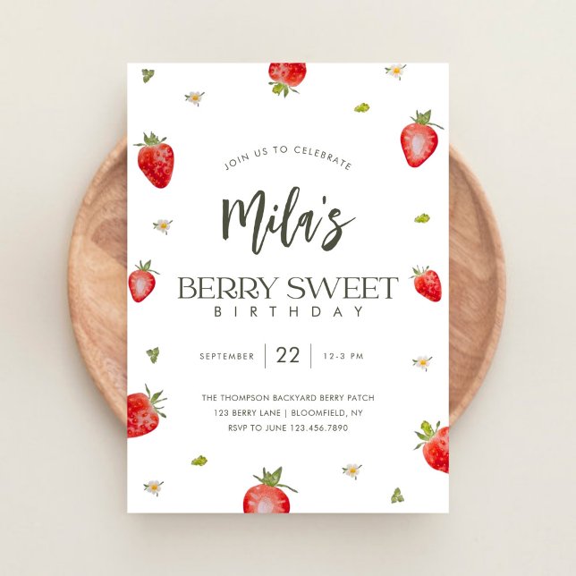 Minimalist Berry Sweet Birthday Invitation (Creator Uploaded)
