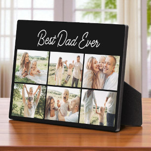 Minimalist Best Dad Ever Custom 6 Photo Collage Plaque