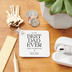 Minimalist Best Dad Ever Modern Father's Day Key Ring