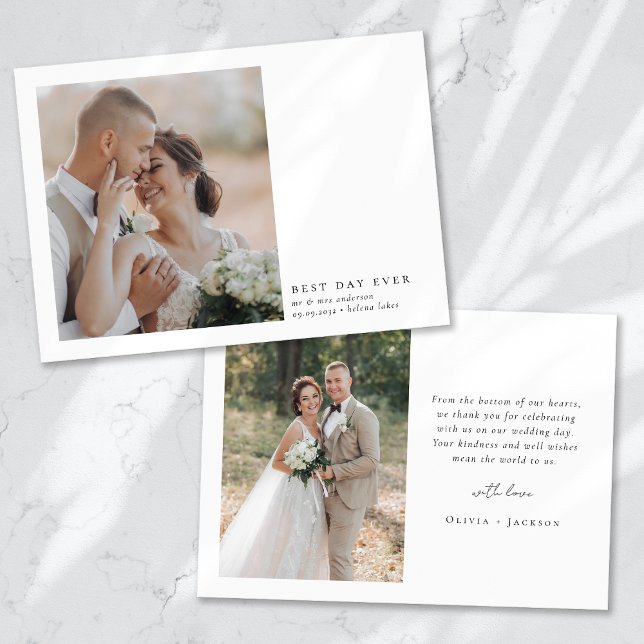 Minimalist Best Day Ever Photo Wedding Thank You Card (Creator Uploaded)