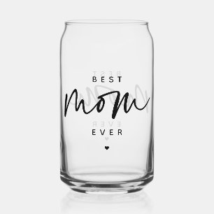 Minimalist Best Mum Ever elegant Script Typography Can Glass