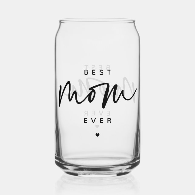 Minimalist Best Mum Ever elegant Script Typography Can Glass (Front)