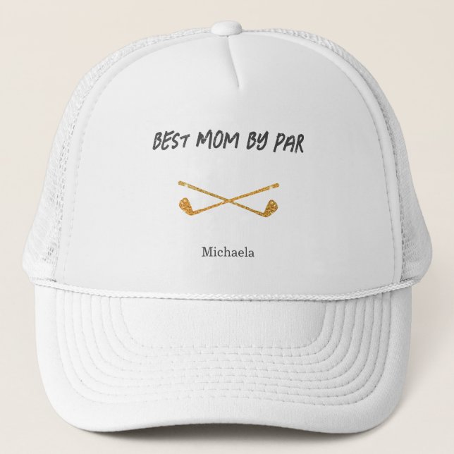 Minimalist Best Mum Glitter Golf Clubs Trucker Hat (Front)