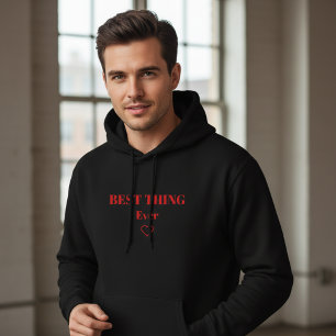 Minimalist Best Thing Ever Red Heart Custom Text Hoodie