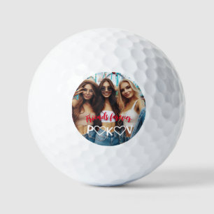 Minimalist BFF Valentine's Day White Heart   Photo Golf Balls