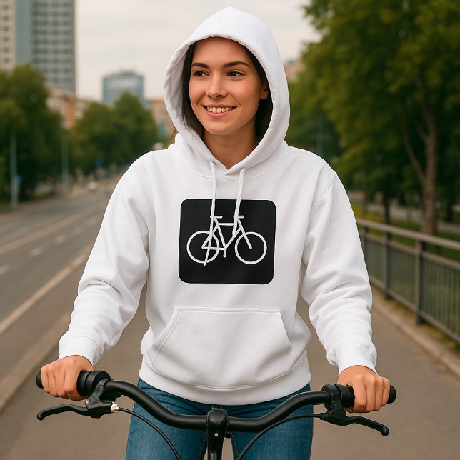 Minimalist Bicycle Black and White Bike Symbol Hoodie (Creator Uploaded)