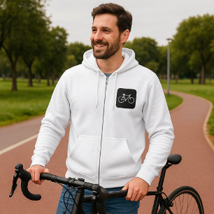 Minimalist Bicycle Black and White Bike Symbol Hoodie