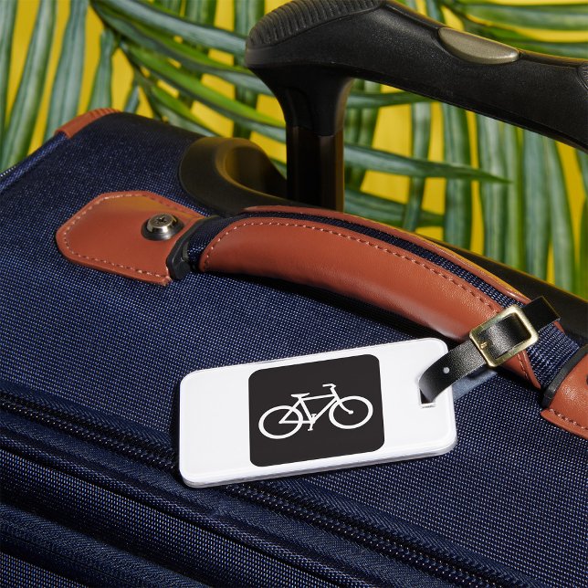 Minimalist Bicycle Black and White Bike Symbol Luggage Tag (Creator Uploaded)