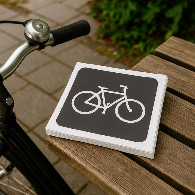 Minimalist Bicycle Black and White Bike Symbol Napkin (Creator Uploaded)