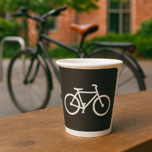 Minimalist Bicycle Black and White Bike Symbol Paper Cups