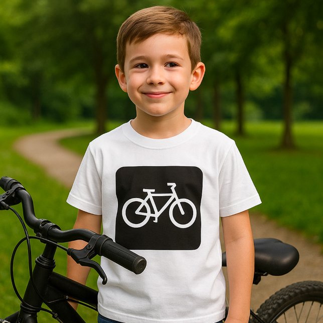 Minimalist Bicycle Black and White Bike Symbol T-Shirt (Creator Uploaded)