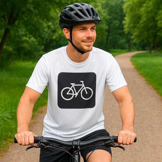Minimalist Bicycle Black and White Bike Symbol T-Shirt (Creator Uploaded)