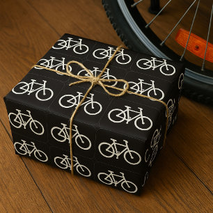 Minimalist Bicycle Black and White Bike Symbol Wrapping Paper