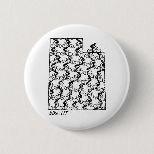Minimalist Bike Riding Utah State Map Mountain Bik 6 Cm Round Badge