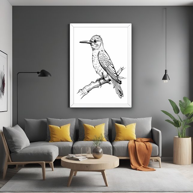 Minimalist Bird Illustration Line Art Poster (Creator Uploaded)