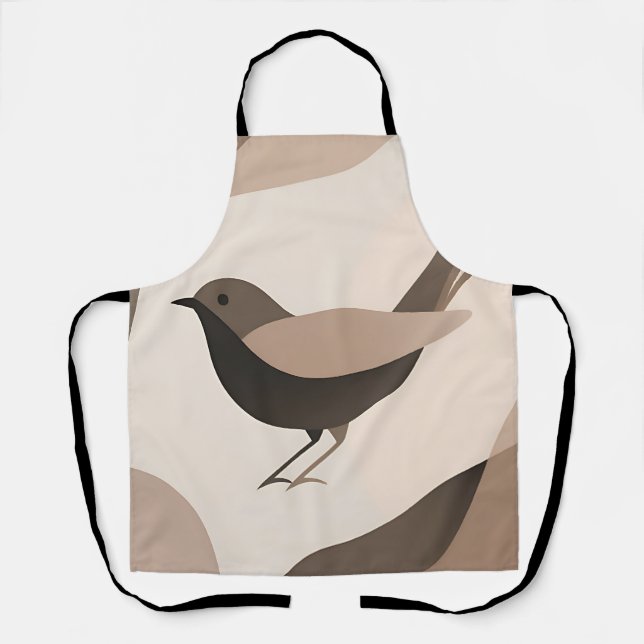 Minimalist Bird Neutral Tones Abstract Nature Apron (Front)