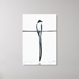 Minimalist Bird on Wire Photography Canvas Print