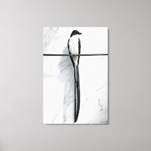 Minimalist Bird on Wire Photography Canvas Print