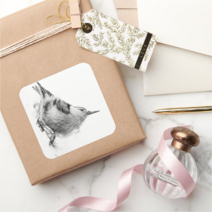 Minimalist Bird Portrait Square Sticker