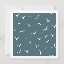 Minimalist Birds Flying Coastal Deep Blue Art