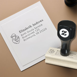 Minimalist Birth Doula Logo Rubber Stamp