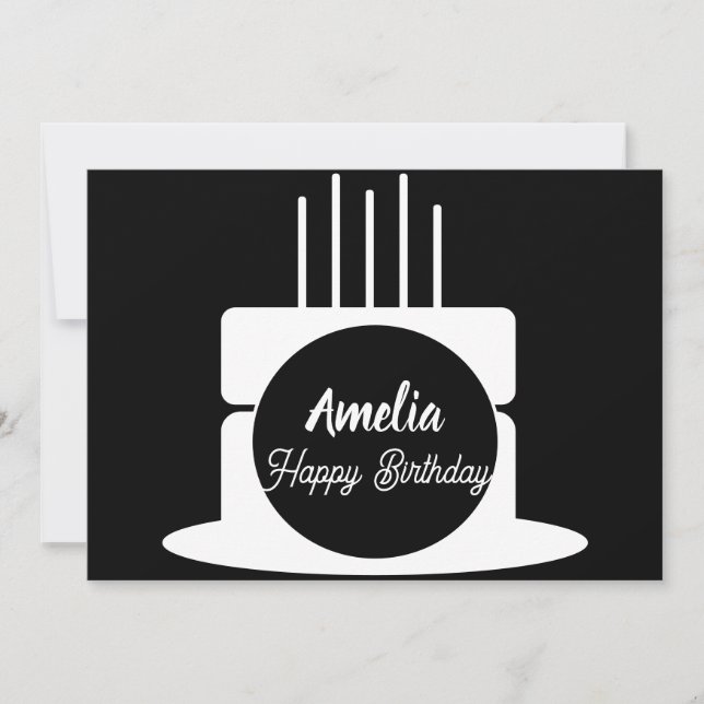 Minimalist Birthday Cake Party  Colouring  Holiday Card (Front)
