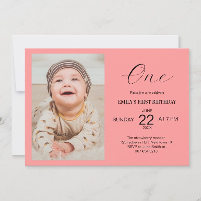 Minimalist birthday card with photo (Front)