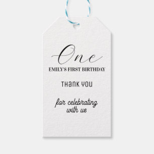 Minimalist birthday card with photo gift tags