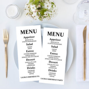 Minimalist Birthday Party Food Menu