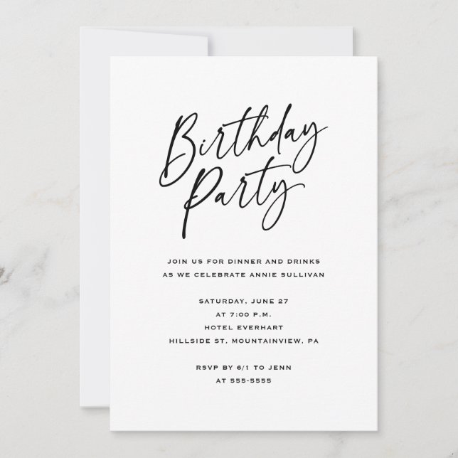 Minimalist Birthday Party Invitation (Front)