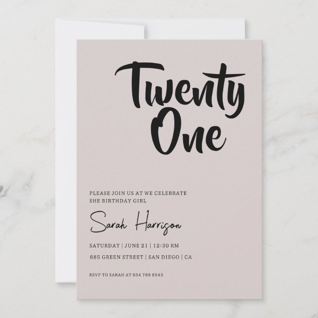 Minimalist Birthday Party Invite, Boho Birthday  Invitation (Front)