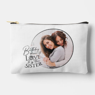 Minimalist Birthday Photo Calligraphy Sister Accessory Pouch