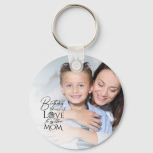 Minimalist Birthday Photo Frame Calligraphy Mom Key Ring