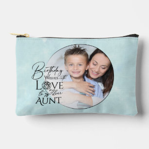 Minimalist Birthday Typography Photo frame Aunt Accessory Pouch
