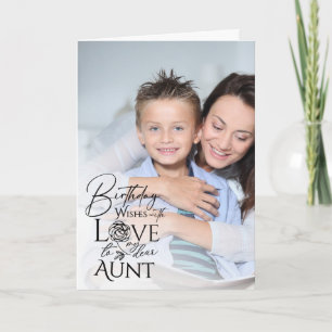 Minimalist Birthday Typography Photo frame Aunt Card