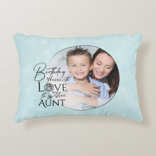 Minimalist Birthday Typography Photo frame Aunt Decorative Cushion