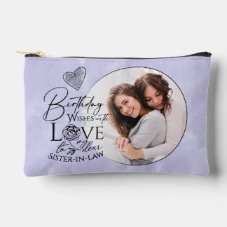 Minimalist Birthday Typography Photo Sister-In-Law Accessory Pouch