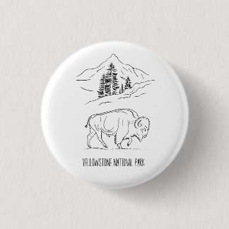 Minimalist Bison in Mountain Landscape Shirt 3 Cm Round Badge