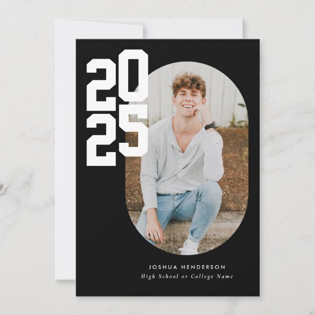 Minimalist Black 2025 Photo Graduation  Announcement (Front)